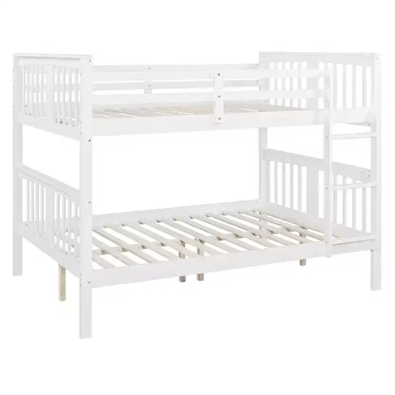 Lit superposé en bois deux places avec garde-corps de sécurité et échelle robuste pour chambres à coucher, chambres d'amis et dortoirs.