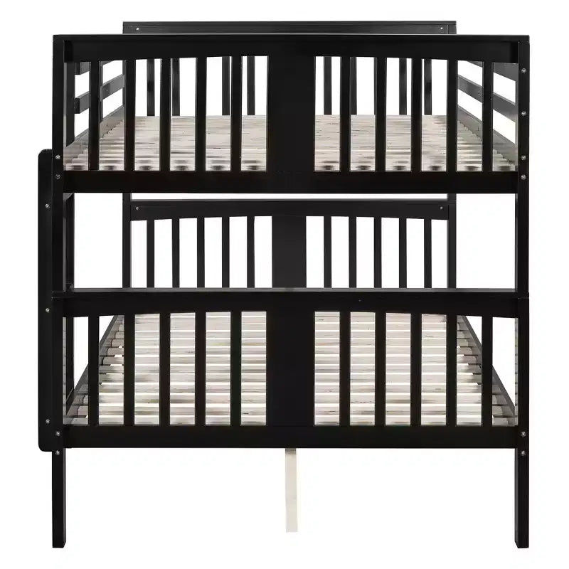 Lit superposé en bois deux places avec garde-corps de sécurité et échelle robuste pour chambres à coucher, chambres d'amis et dortoirs.