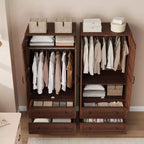 Armoire en bois de 72 po avec tablettes réglables, 2 portes, 2 tiroirs, tringles en aluminium, supports de sécurité anti-basculement, charnières silencieuses, assemblage facile