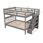 Lits superposés doubles avec escalier, Lit superposé double en bois avec escalier de rangement et garde-corps pour dortoir