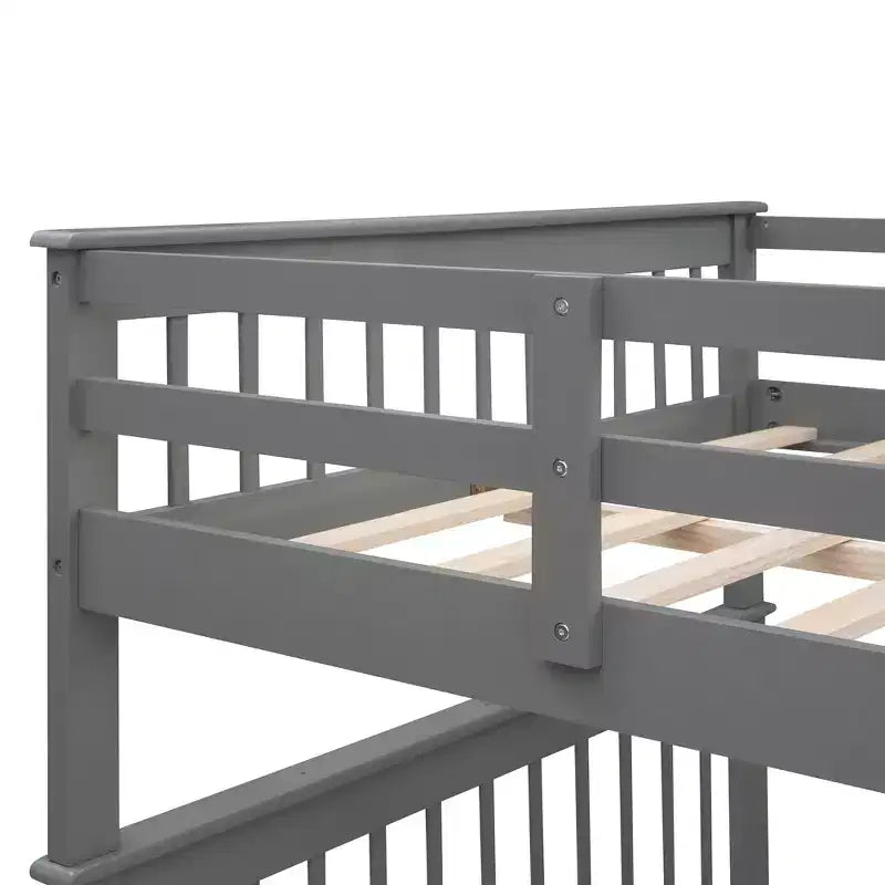 Lits superposés doubles avec escalier, Lit superposé double en bois avec escalier de rangement et garde-corps pour dortoir