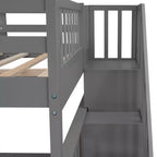 Lits superposés doubles avec escalier, Lit superposé double en bois avec escalier de rangement et garde-corps pour dortoir
