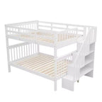 Lits superposés doubles avec escalier, Lit superposé double en bois avec escalier de rangement et garde-corps pour dortoir