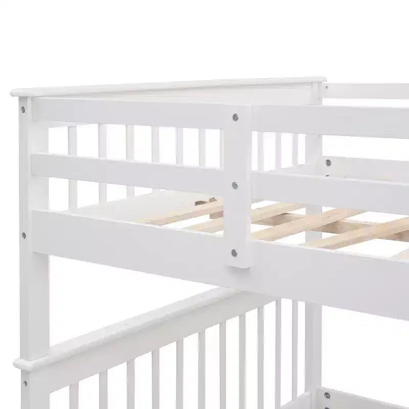 Lits superposés doubles avec escalier, Lit superposé double en bois avec escalier de rangement et garde-corps pour dortoir