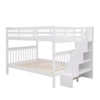 Lits superposés doubles avec escalier, Lit superposé double en bois avec escalier de rangement et garde-corps pour dortoir