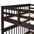 Lits superposés doubles avec escalier, Lit superposé double en bois avec escalier de rangement et garde-corps pour dortoir