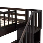 Lits superposés doubles avec escalier, Lit superposé double en bois avec escalier de rangement et garde-corps pour dortoir