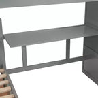 Lit superposé en L double au-dessus de complet avec armoire, escalier en bois massif et bureau portable