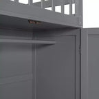 Lit superposé en L double au-dessus de complet avec armoire, escalier en bois massif et bureau portable