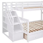 Lit superposé en L double au-dessus de complet avec armoire, escalier en bois massif et bureau portable