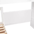 Lit superposé en L double au-dessus de complet avec armoire, escalier en bois massif et bureau portable