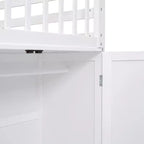 Lit superposé en L double au-dessus de complet avec armoire, escalier en bois massif et bureau portable