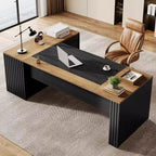 Bureau de direction en L Lantine 78 avec tiroirs, bureau informatique avec armoire, poste de travail pour mobilier de bureau à domicile