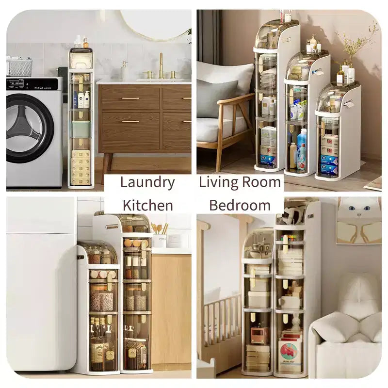 Meuble de rangement de salle de bain fin COZONY avec tiroirs et boîte à mouchoirs, organisateur sur roulettes étroit et étanche pour petit espace, buanderie, salon