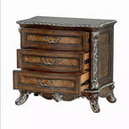 Table de chevet Royal Hampton Vany, garniture florale traditionnelle, 3 tiroirs, brun cerise