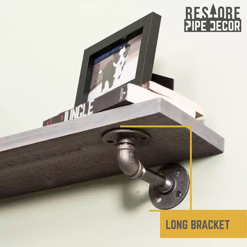 Étagères RESTORE Riverstone Grey 24 po avec supports en L par Pipe Decor