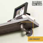Étagères RESTORE Riverstone Grey 24 po avec supports en L par Pipe Decor