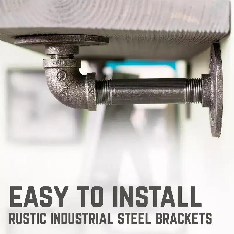 Étagères RESTORE Riverstone Grey 24 po avec supports en L par Pipe Decor
