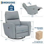 Fauteuil inclinable électrique, pivotant et coulissant, en cuir PU, avec repose-pieds réglable et accoudoir incurvé pour salon, bureau, chambre à coucher