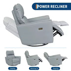 Fauteuil inclinable électrique, pivotant et coulissant, en cuir PU, avec repose-pieds réglable et accoudoir incurvé pour salon, bureau, chambre à coucher