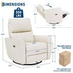 Fauteuil inclinable électrique, pivotant et coulissant, en cuir PU, avec repose-pieds réglable et accoudoir incurvé pour salon, bureau, chambre à coucher