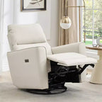 Fauteuil inclinable électrique, pivotant et coulissant, en cuir PU, avec repose-pieds réglable et accoudoir incurvé pour salon, bureau, chambre à coucher