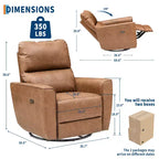 Fauteuil inclinable électrique, pivotant et coulissant, en cuir PU, avec repose-pieds réglable et accoudoir incurvé pour salon, bureau, chambre à coucher
