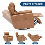 Fauteuil inclinable électrique, pivotant et coulissant, en cuir PU, avec repose-pieds réglable et accoudoir incurvé pour salon, bureau, chambre à coucher