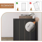 Meuble pour platine vinyle COZONY avec 6 rangements pour vinyles, table de tourne-disque moderne avec étagère à vinyles, organisateur multimédia en bois pour salon, noir