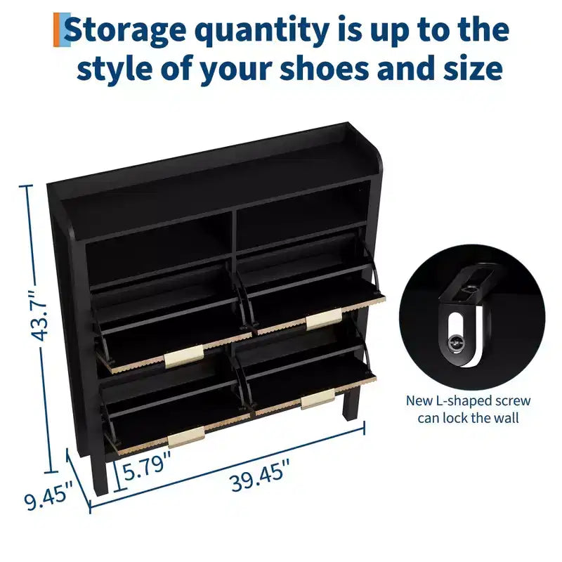 Meuble à chaussures avec 4 tiroirs basculants, meuble de rangement pour chaussures autoportant, meuble à chaussures mince cannelé pour salon, chambre à coucher, couloir