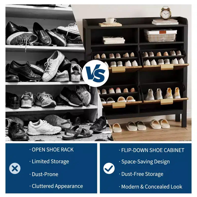 Meuble à chaussures avec 4 tiroirs basculants, meuble de rangement pour chaussures autoportant, meuble à chaussures mince cannelé pour salon, chambre à coucher, couloir