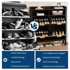Meuble à chaussures avec 4 tiroirs basculants, meuble de rangement pour chaussures autoportant, meuble à chaussures mince cannelé pour salon, chambre à coucher, couloir