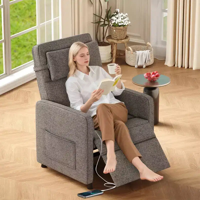 GustoWave Power Recliner Chair for Living Room, Adjustable Recliner Ergonomic Overstuffed Single Sofa, Padded Home Theater Seating