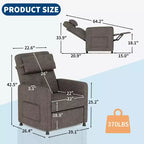 Fauteuil inclinable électrique GustoWave pour salon, inclinable réglable, canapé simple ergonomique surdimensionné, sièges rembourrés pour cinéma maison