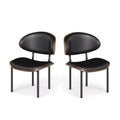 Bestier Dinning Chair Set of 2,Bentwood Living Room Chairs, PU Leather Ergonomic Kitchen Chairs Wooden Armless Chairs, Mid-Century Office Chairs,Black