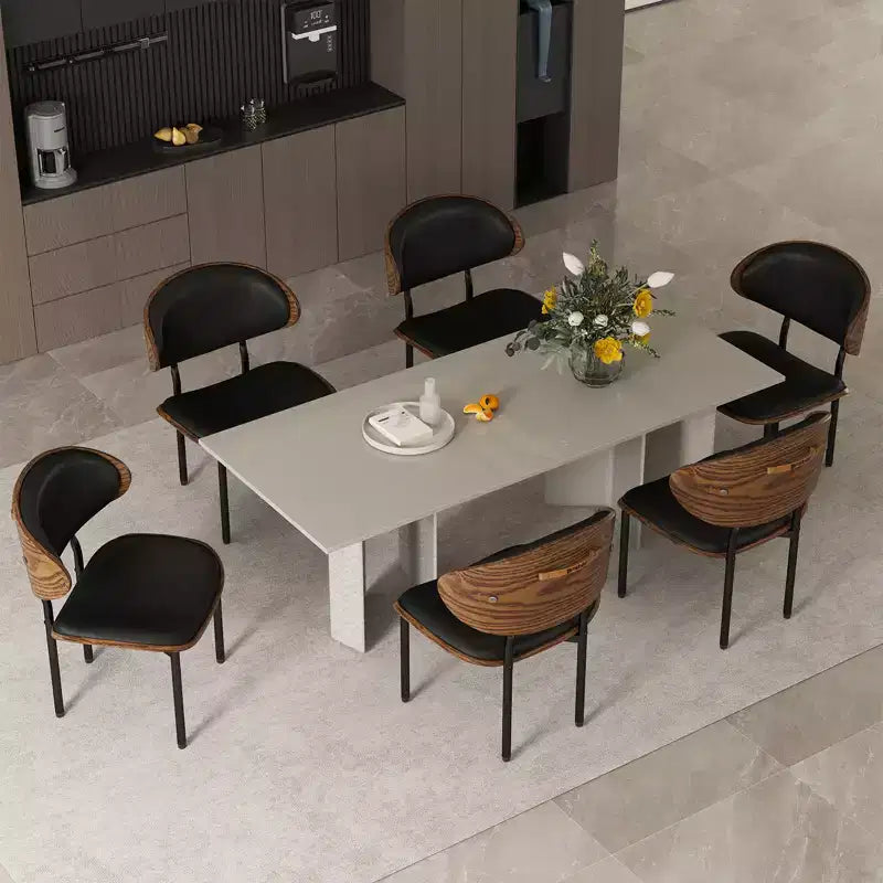 Lot de 2 chaises de salle à manger Bestier, chaises de salon en bois courbé, chaises de cuisine ergonomiques en cuir PU, chaises en bois sans accoudoirs, chaises de bureau Mid-Century, noires
