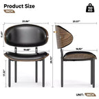Lot de 2 chaises de salle à manger Bestier, chaises de salon en bois courbé, chaises de cuisine ergonomiques en cuir PU, chaises en bois sans accoudoirs, chaises de bureau Mid-Century, noires