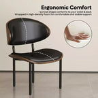 Lot de 2 chaises de salle à manger Bestier, chaises de salon en bois courbé, chaises de cuisine ergonomiques en cuir PU, chaises en bois sans accoudoirs, chaises de bureau Mid-Century, noires
