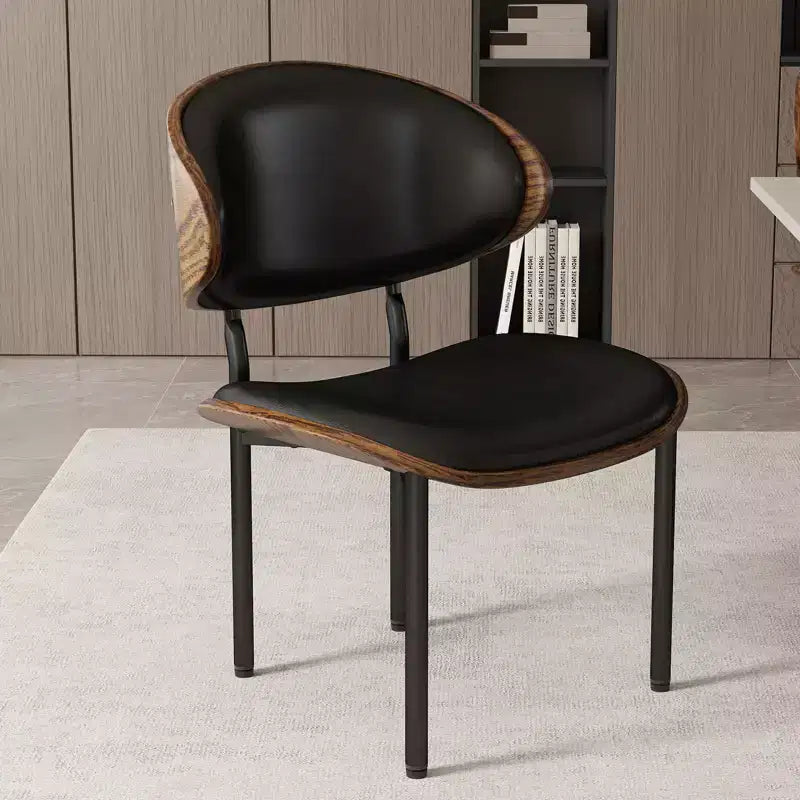 Lot de 2 chaises de salle à manger Bestier, chaises de salon en bois courbé, chaises de cuisine ergonomiques en cuir PU, chaises en bois sans accoudoirs, chaises de bureau Mid-Century, noires