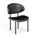 Lot de 2 chaises de salle à manger Bestier, chaises de salon en bois courbé, chaises de cuisine ergonomiques en cuir PU, chaises en bois sans accoudoirs, chaises de bureau Mid-Century, noires