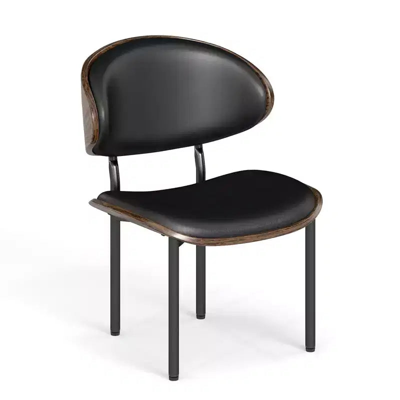 Lot de 2 chaises de salle à manger Bestier, chaises de salon en bois courbé, chaises de cuisine ergonomiques en cuir PU, chaises en bois sans accoudoirs, chaises de bureau Mid-Century, noires