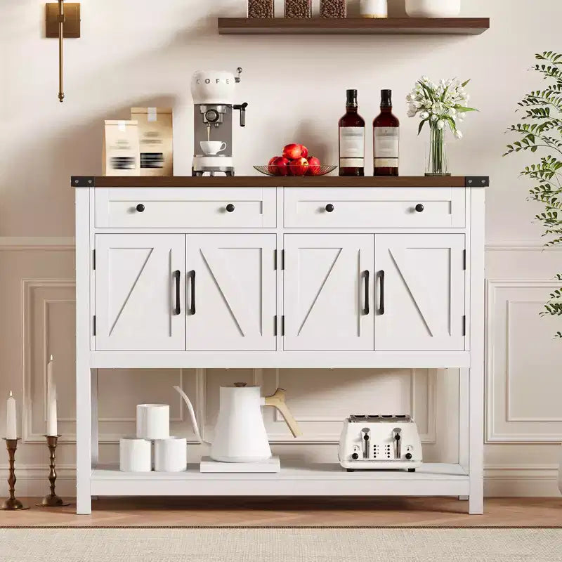COZONY 47.2 Buffet de Rangement avec Tiroirs, Portes Coulissantes et Étagères, Table d'Entrée, Buffet Étroit Moderne pour Salle à Manger