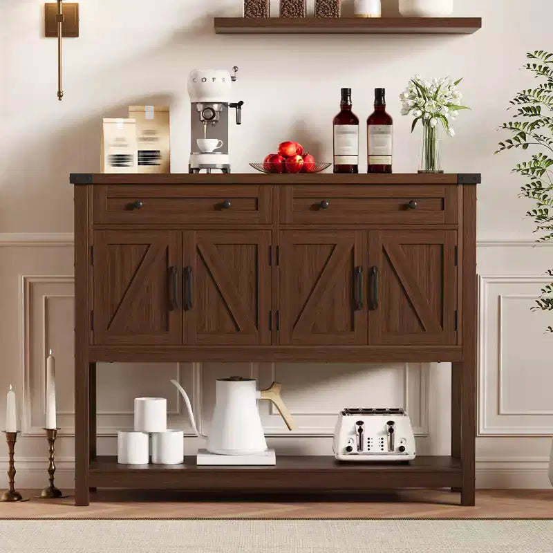 COZONY 47.2 Buffet de Rangement avec Tiroirs, Portes Coulissantes et Étagères, Table d'Entrée, Buffet Étroit Moderne pour Salle à Manger