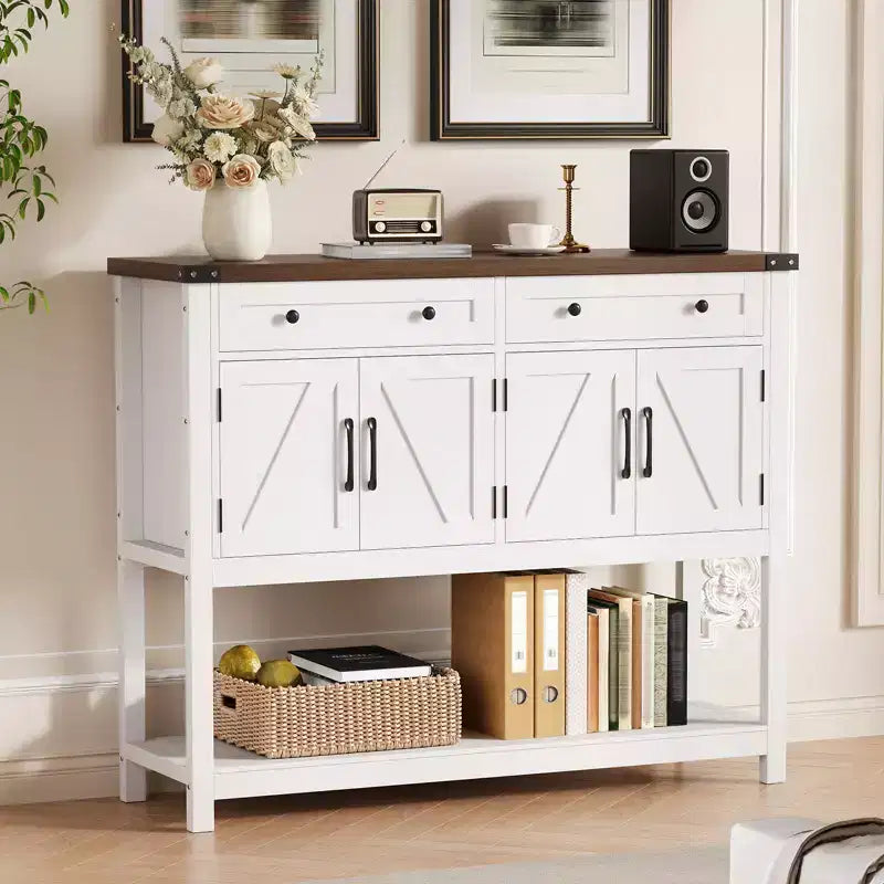 COZONY 47.2 Buffet de Rangement avec Tiroirs, Portes Coulissantes et Étagères, Table d'Entrée, Buffet Étroit Moderne pour Salle à Manger