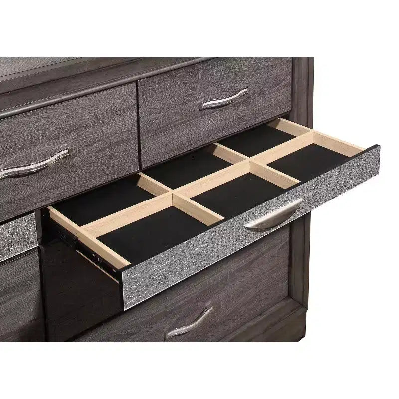 HomeStock Commode horizontale en mélaminé, 3 tiroirs, 48 cm de hauteur, finition grise