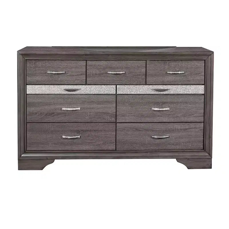 HomeStock Commode horizontale en mélaminé, 3 tiroirs, 48 cm de hauteur, finition grise