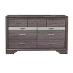 HomeStock Commode horizontale en mélaminé, 3 tiroirs, 48 cm de hauteur, finition grise