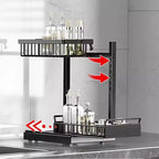 COZONY Organisateur sous évier avec tiroirs coulissants, Rangement de placard de cuisine réglable en forme de L à 2 niveaux, Étagère en métal pour salle de bain