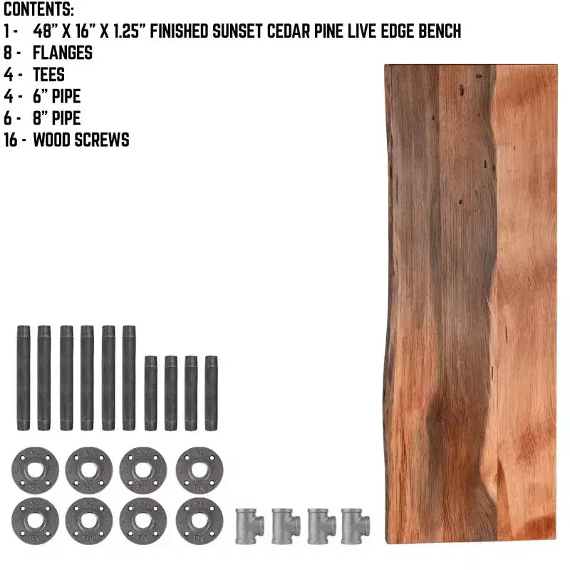 Banc d'appoint en bois massif à bord brut Sunset Cedar de RESTORE par Pipe Decor