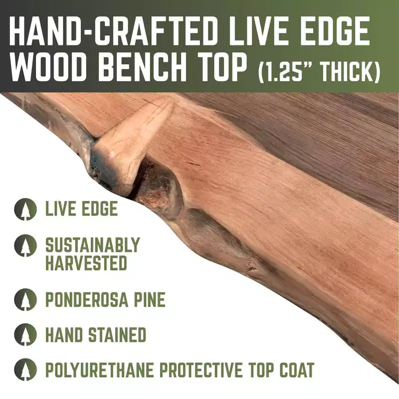 Banc d'appoint en bois massif à bord brut Sunset Cedar de RESTORE par Pipe Decor